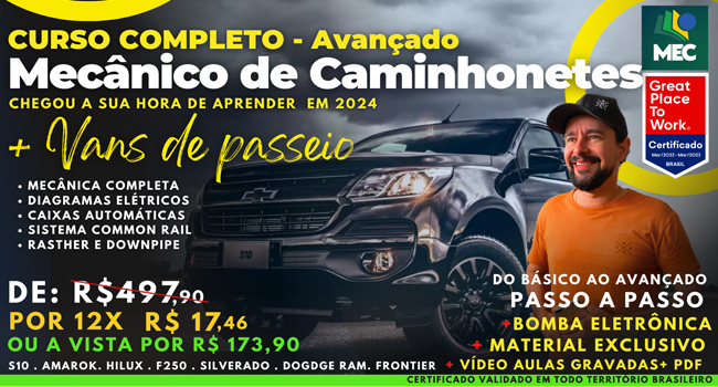 Curso Completo de Mecânico de Caminhonetes Diesel + Bomba Injetora + Elétrica Completa